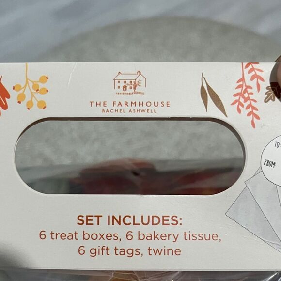 The Farmhouse Multi w Gold Pumpkins  Set of 6 Treat Boxes,Tissue ,Tags & Twine - Picture 3 of 5